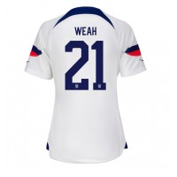 Camiseta Estados Unidos Timothy Weah #21 Primera Equipación Replica Mundial 2022 para mujer mangas cortas